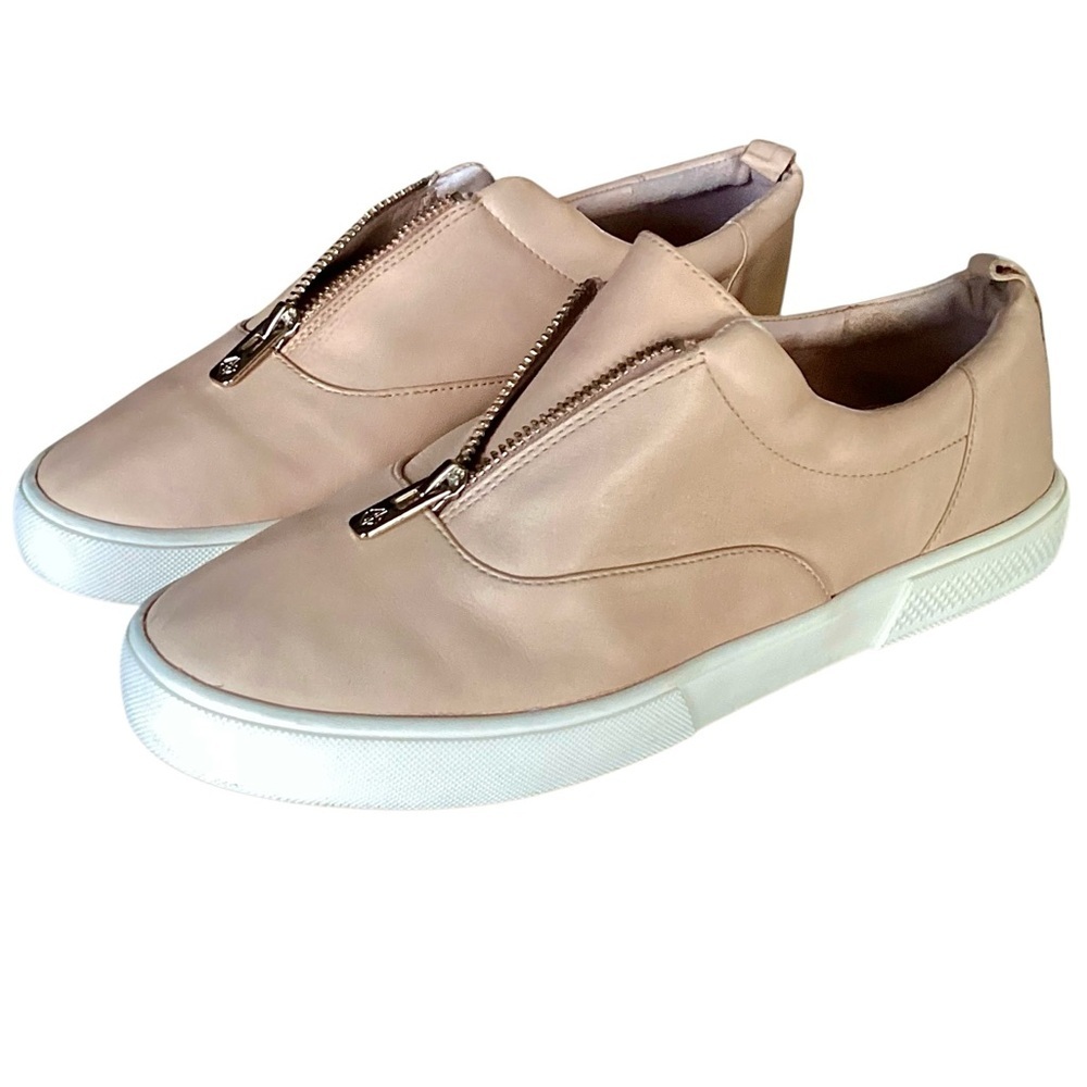 Antonio Melani Garta Suntan Beige Leather Zip Up Sneakers Women’s Size 10